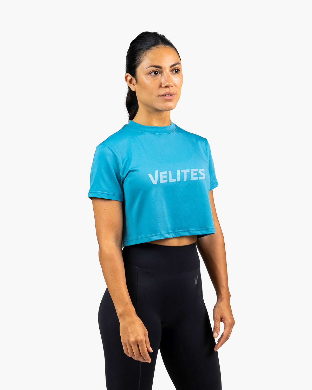 Camiseta crop Holo mujer Velites tres cuartos color_ultramarine