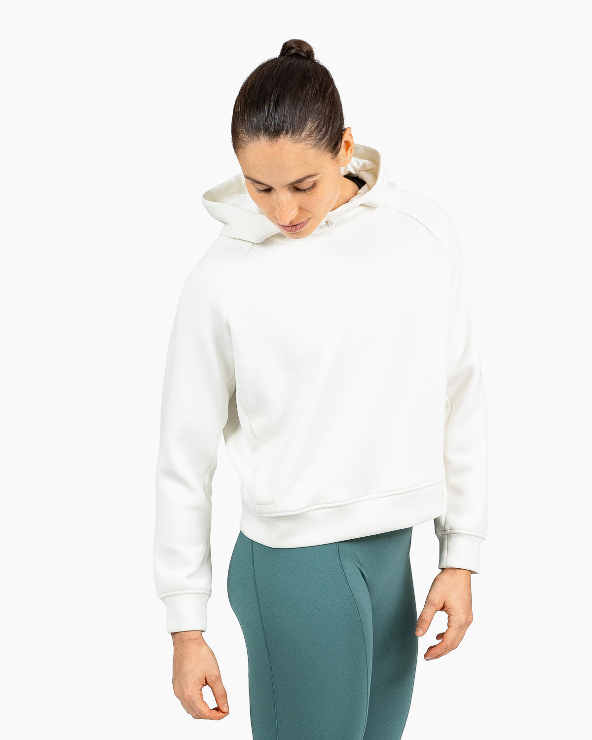 Velites felpa corta con cappuccio Holo da donna frontale color_Perla