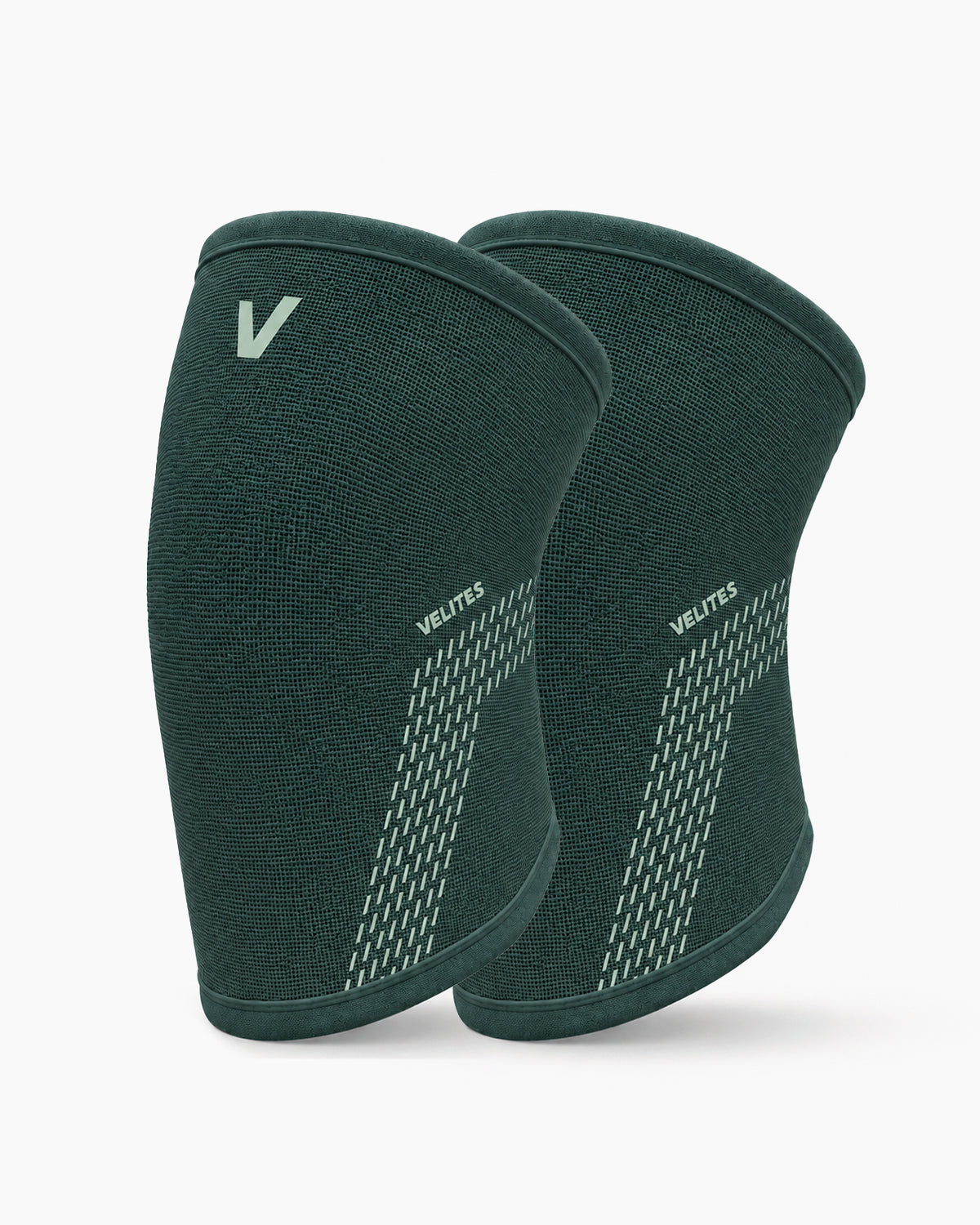 Paar VELITES POWER 5 mm Kniebandagen Seitenansicht grün