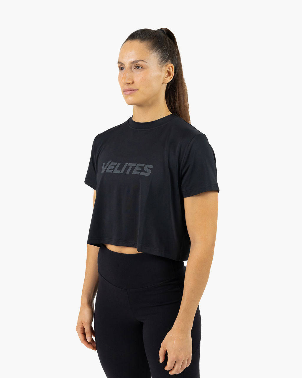 Velites Holo t-shirt crop femme trois-quarts color_Black