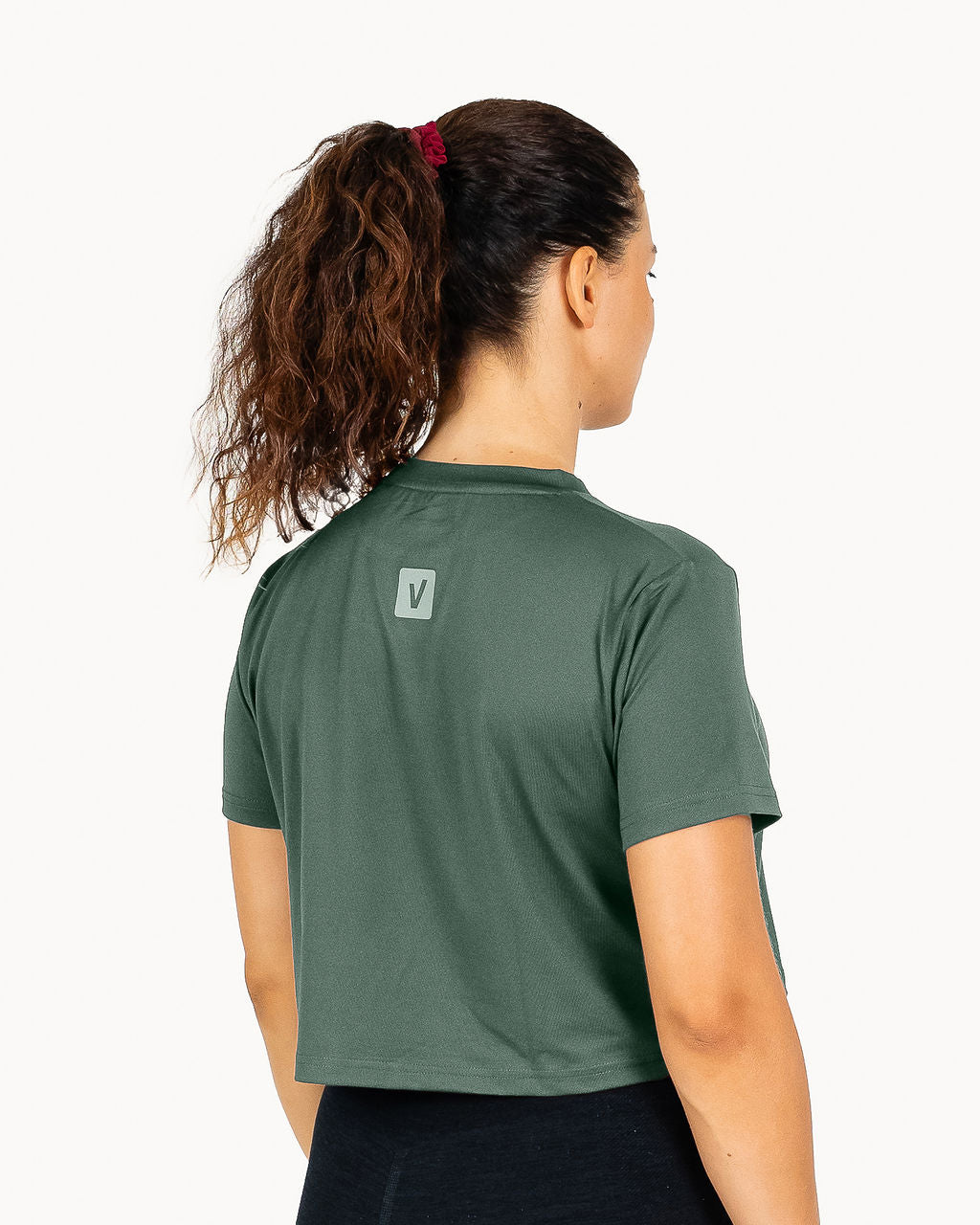 Velites Holo t-shirt crop femme dos color_Pine Green