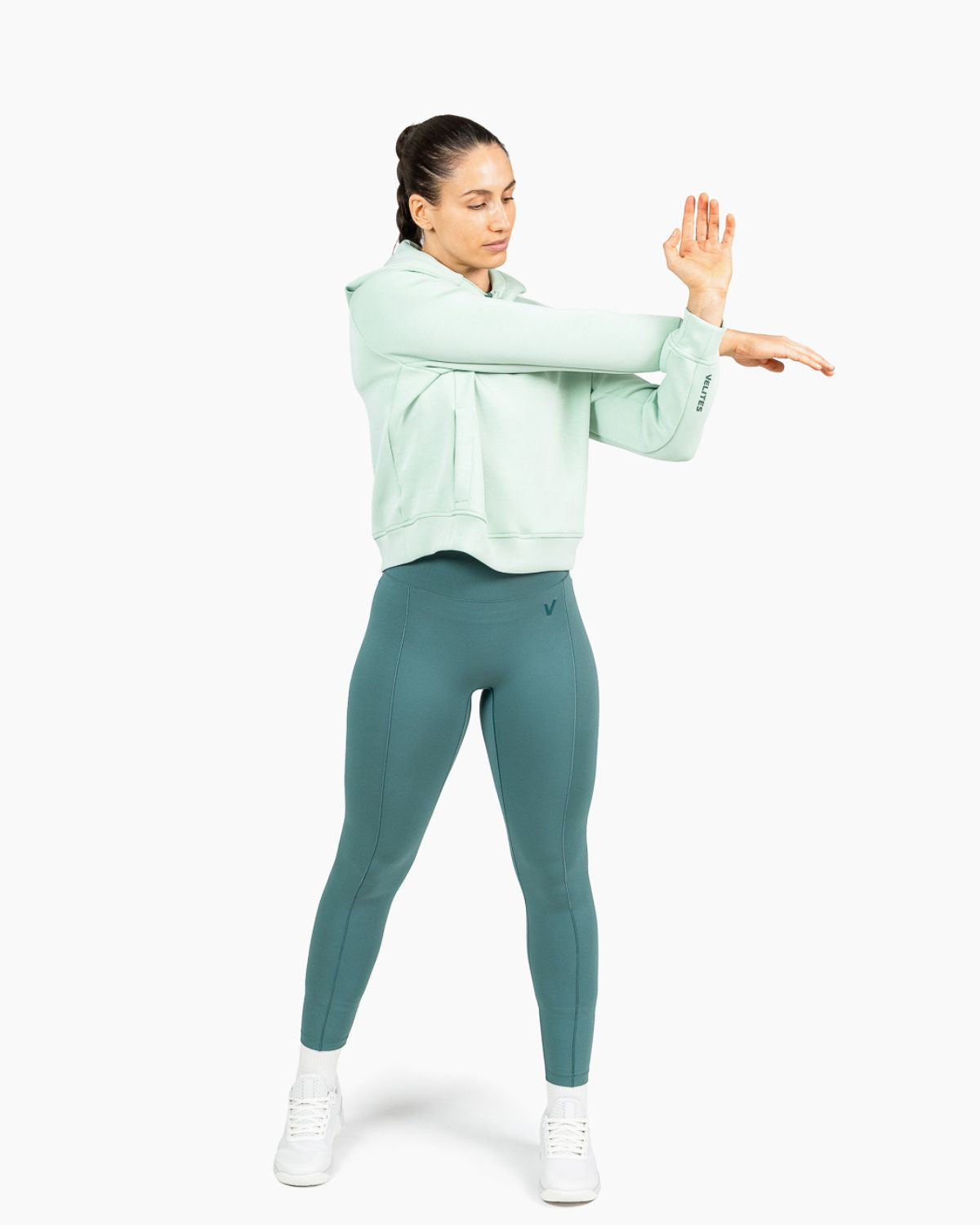 Velites Damen Holo Cropped-Kapuzenpullover Übung color_Mojito