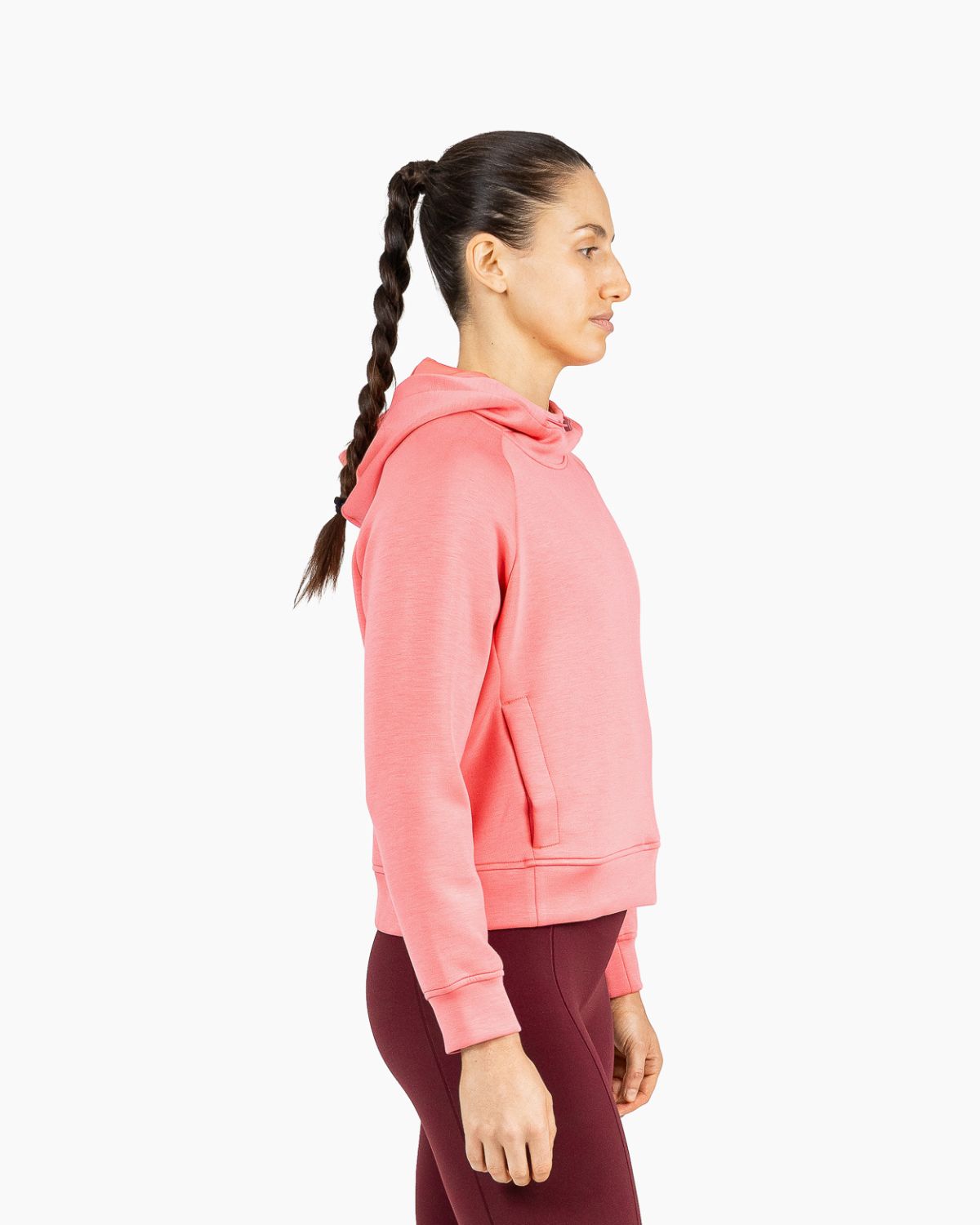 Velites Damen Holo Cropped-Kapuzenpullover Seitenansicht color_Raspeberry