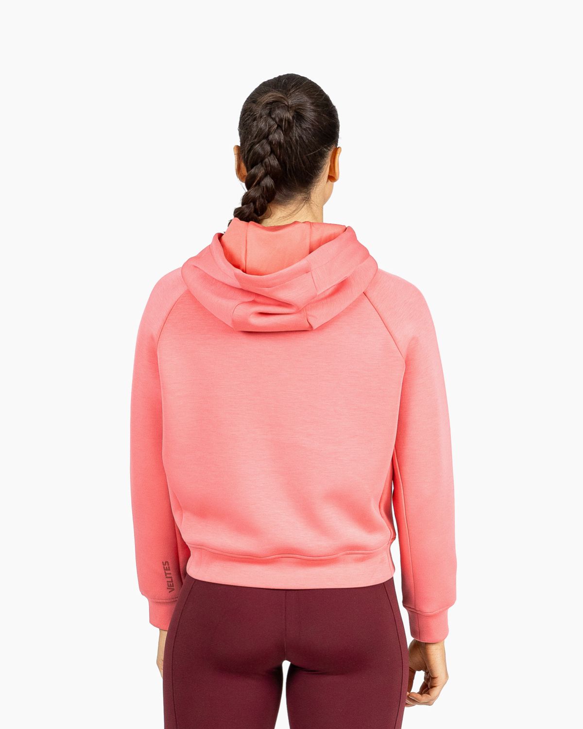 Velites Damen Holo Cropped-Kapuzenpullover Rückseite color_Raspeberry