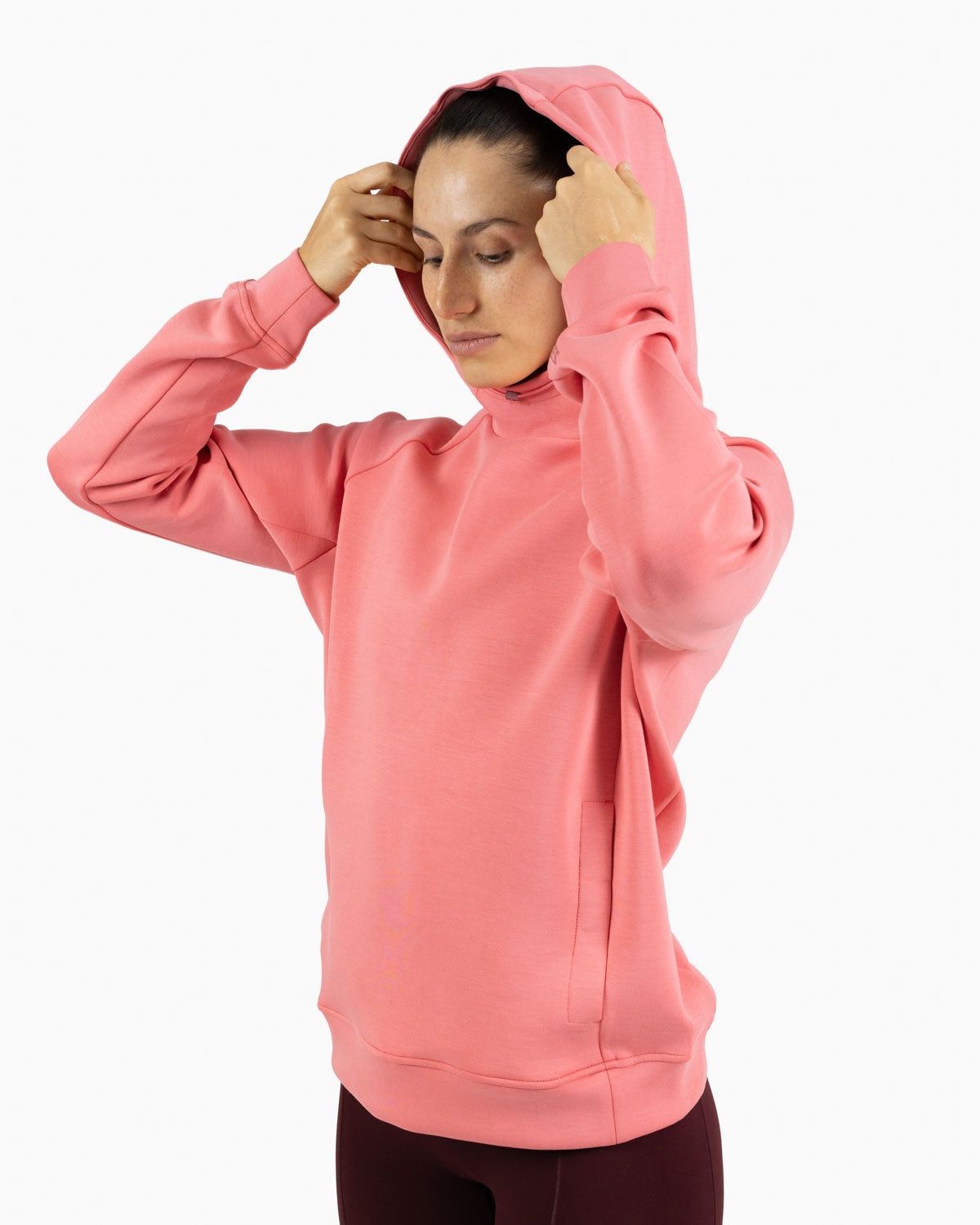 Holo women's hooded sweatshirt Velites hood detail color_Raspberry