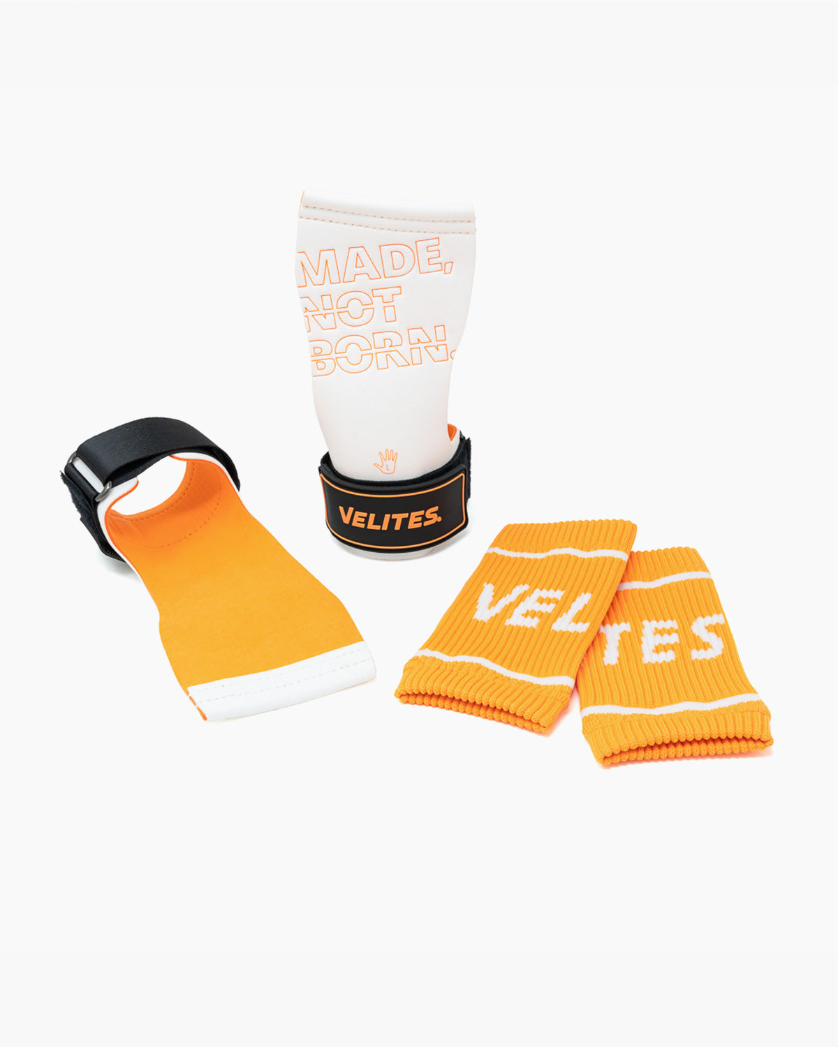 Velites Quad Pro grips en magnésium et sangles de poignet blanc orange