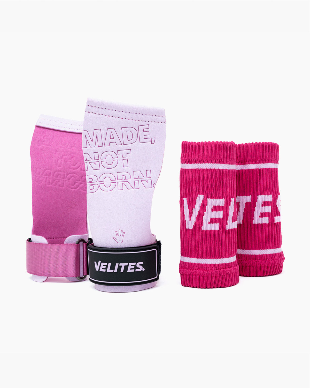 Calleras con magnesio Quad Pro Velites con muñequeras rosa