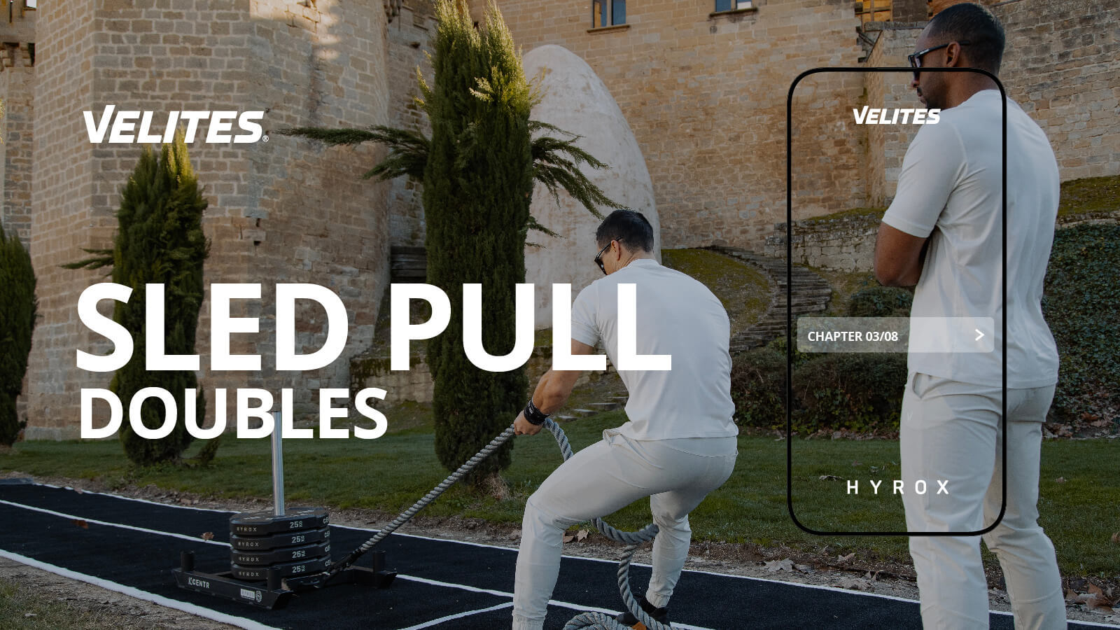 Sled Pull Anleitung im HYROX Doubles Wettkampf Velites-Kurs
