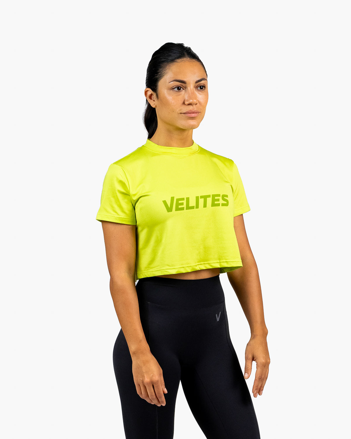 Velites Holo t-shirt crop femme trois-quarts color_fern green