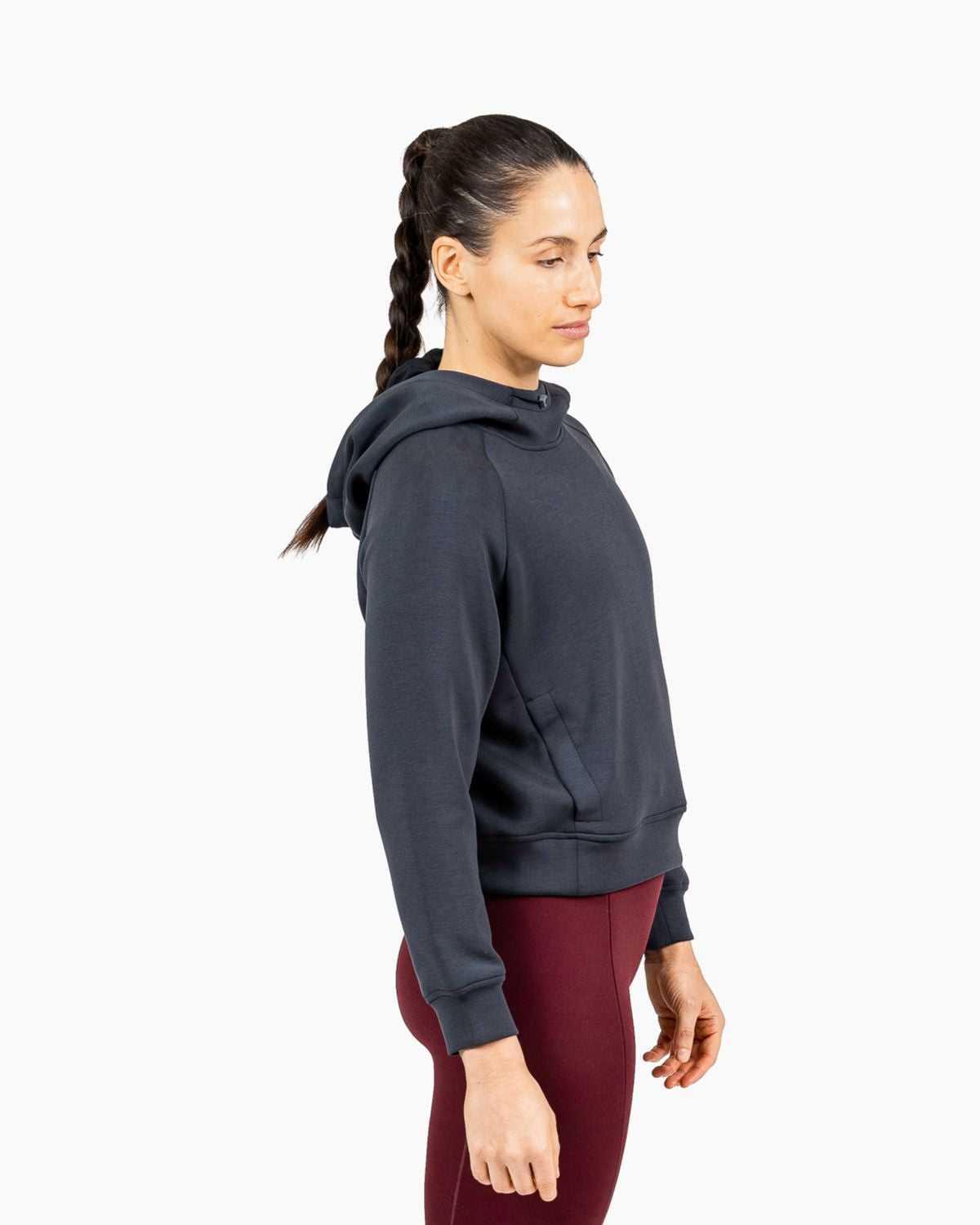 Velites Damen Holo Cropped-Kapuzenpullover Seitenansicht color_Black