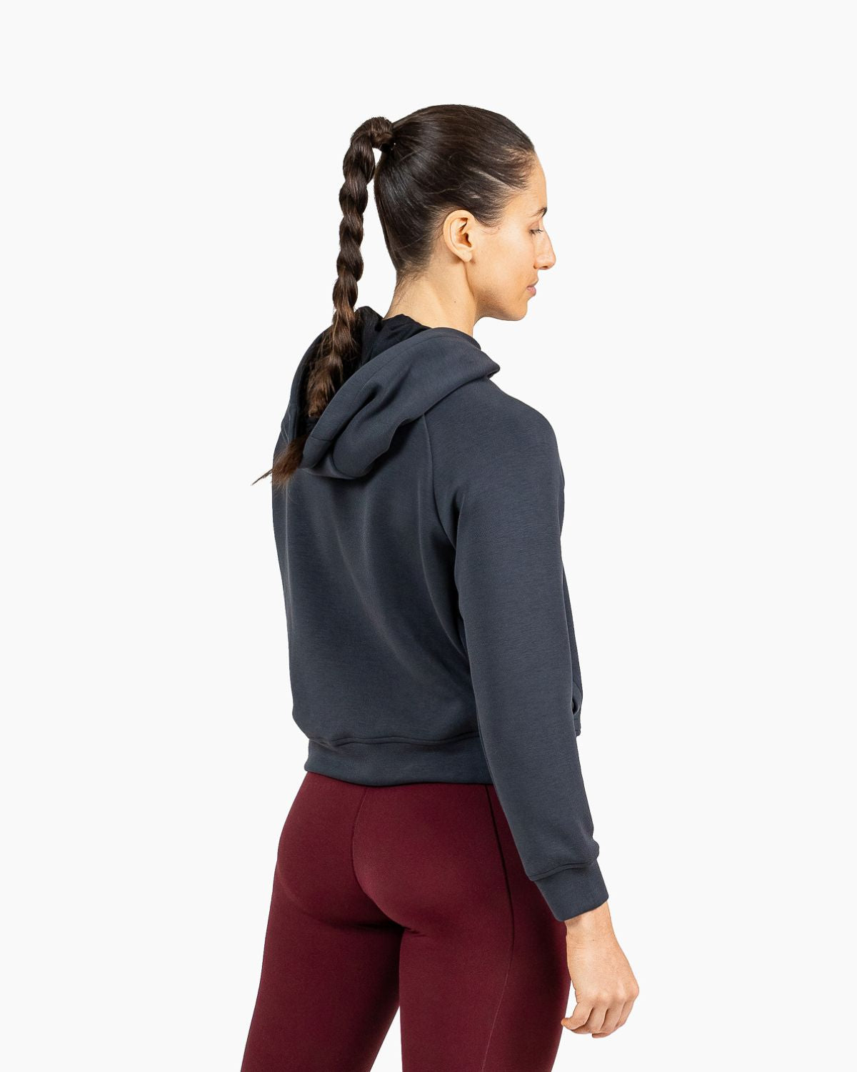 Velites Damen Holo Cropped-Kapuzenpullover Rückseite color_Black